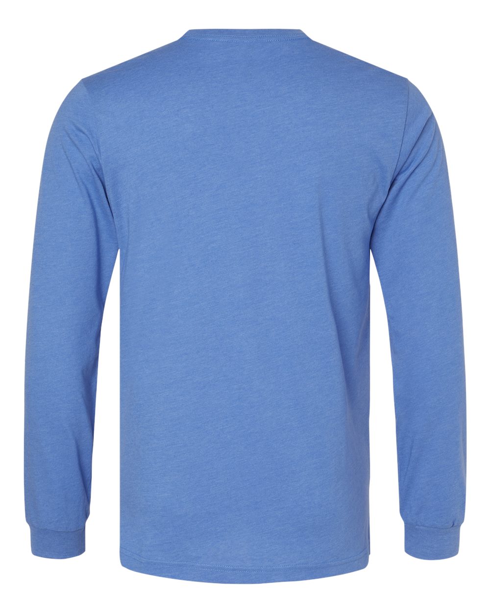 Back of BELLA+CANVAS® Unisex Heather CVC Long Sleeve Tee BC3501CVC in Heather Columbia Blue