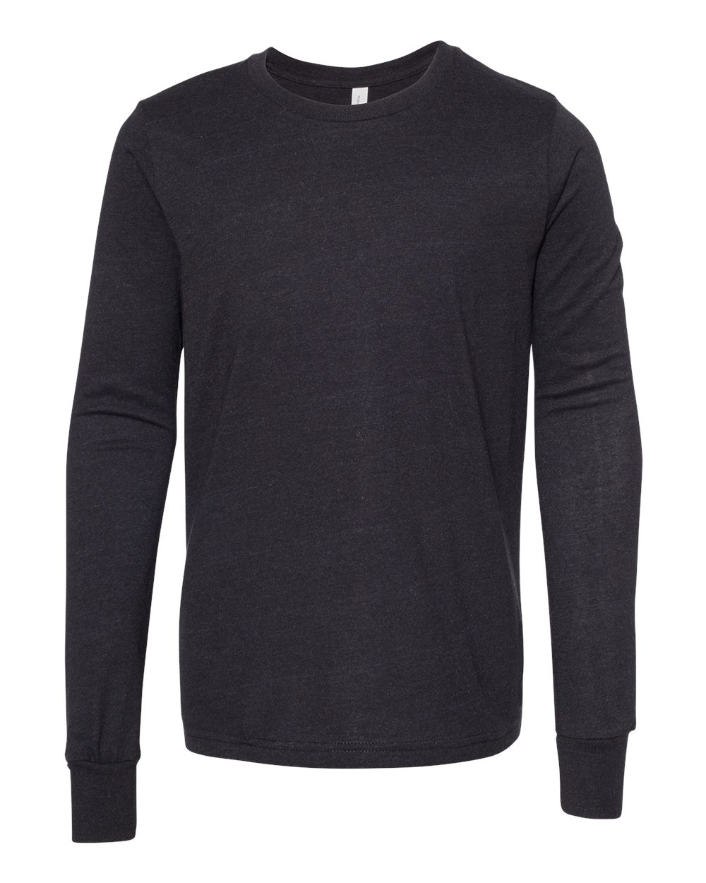 BELLA+CANVAS® Youth Heather CVC Long Sleeve Tee - Black Heather