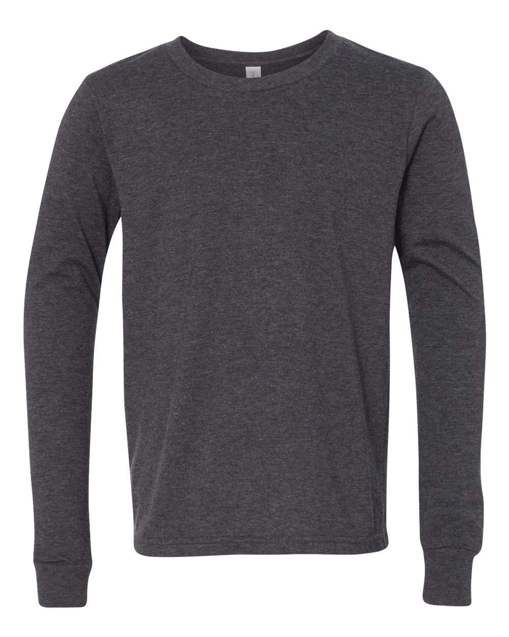 BELLA+CANVAS® Youth Heather CVC Long Sleeve Tee - Dark Grey Heather