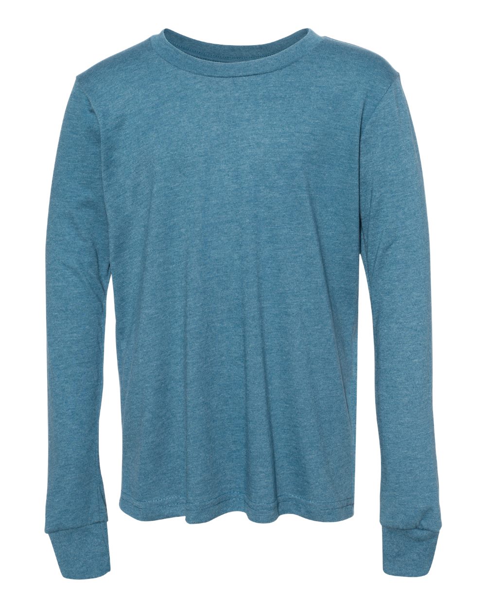 BELLA+CANVAS® Youth Heather CVC Long Sleeve Tee - Heather Deep Teal