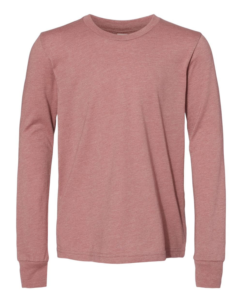BELLA+CANVAS® Youth Heather CVC Long Sleeve Tee - Heather Mauve