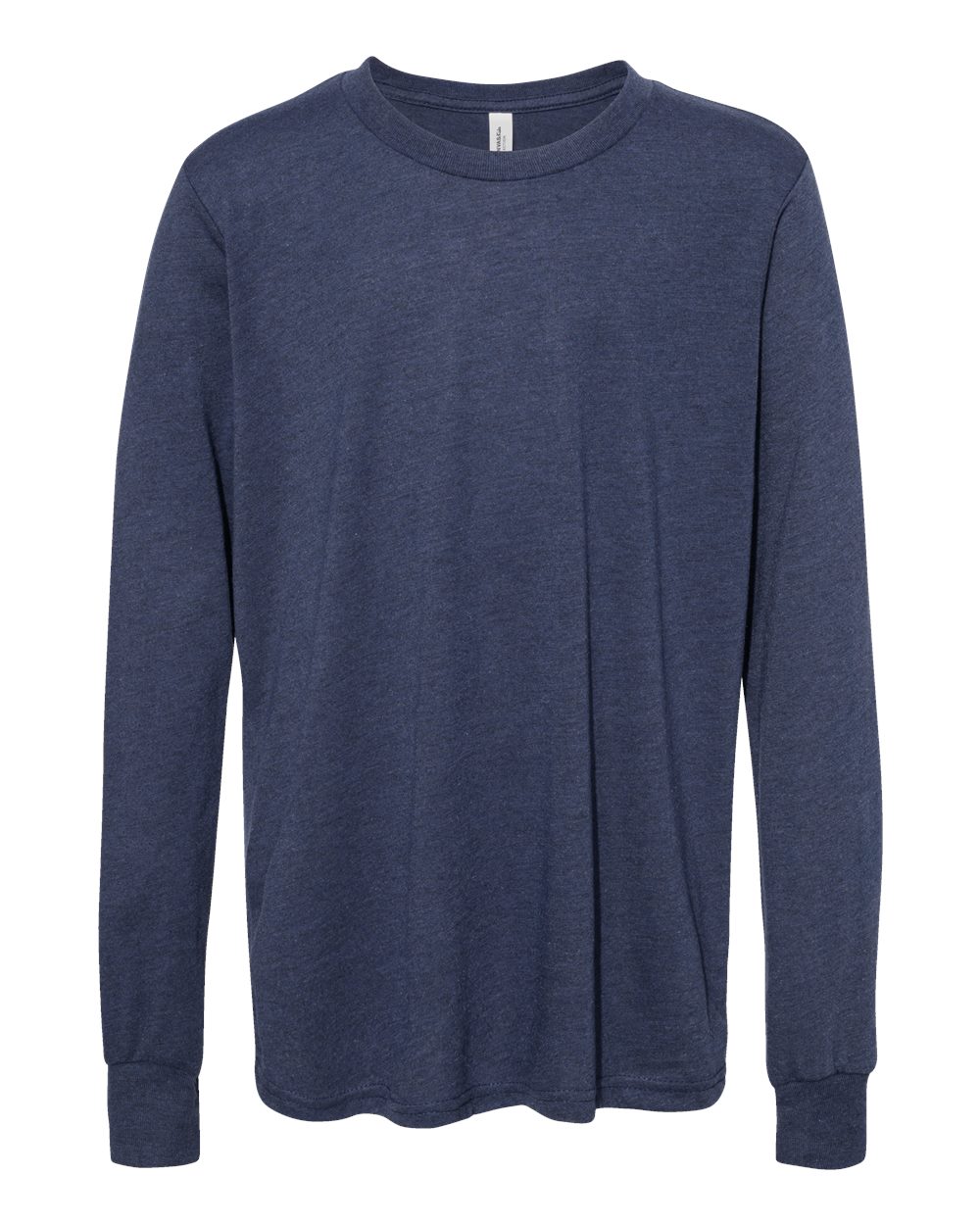 BELLA+CANVAS® Youth Heather CVC Long Sleeve Tee - Heather Navy