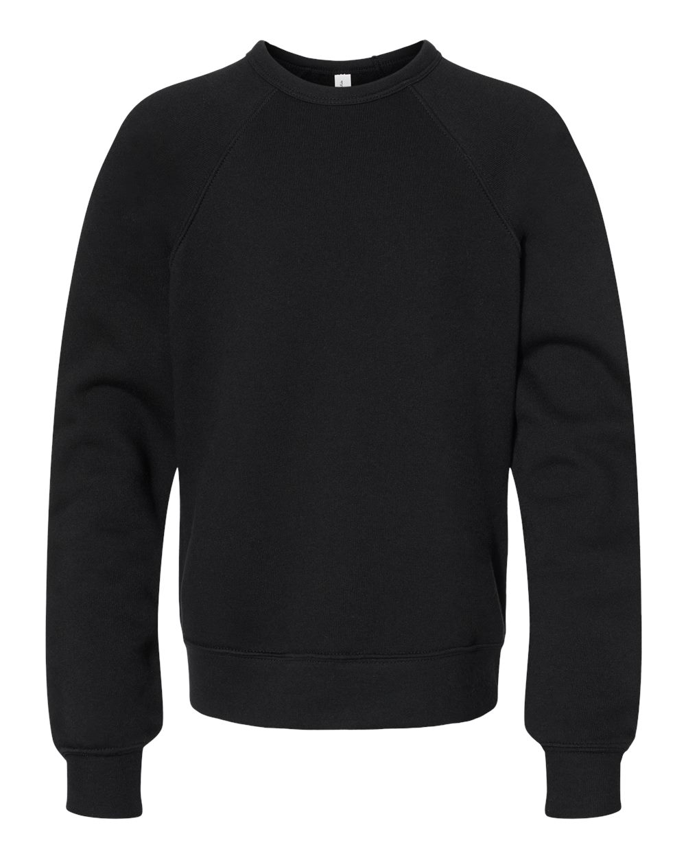 BELLA+CANVAS Youth Sponge Fleece Raglan Crewneck Sweatshirt BC3901Y - Black
