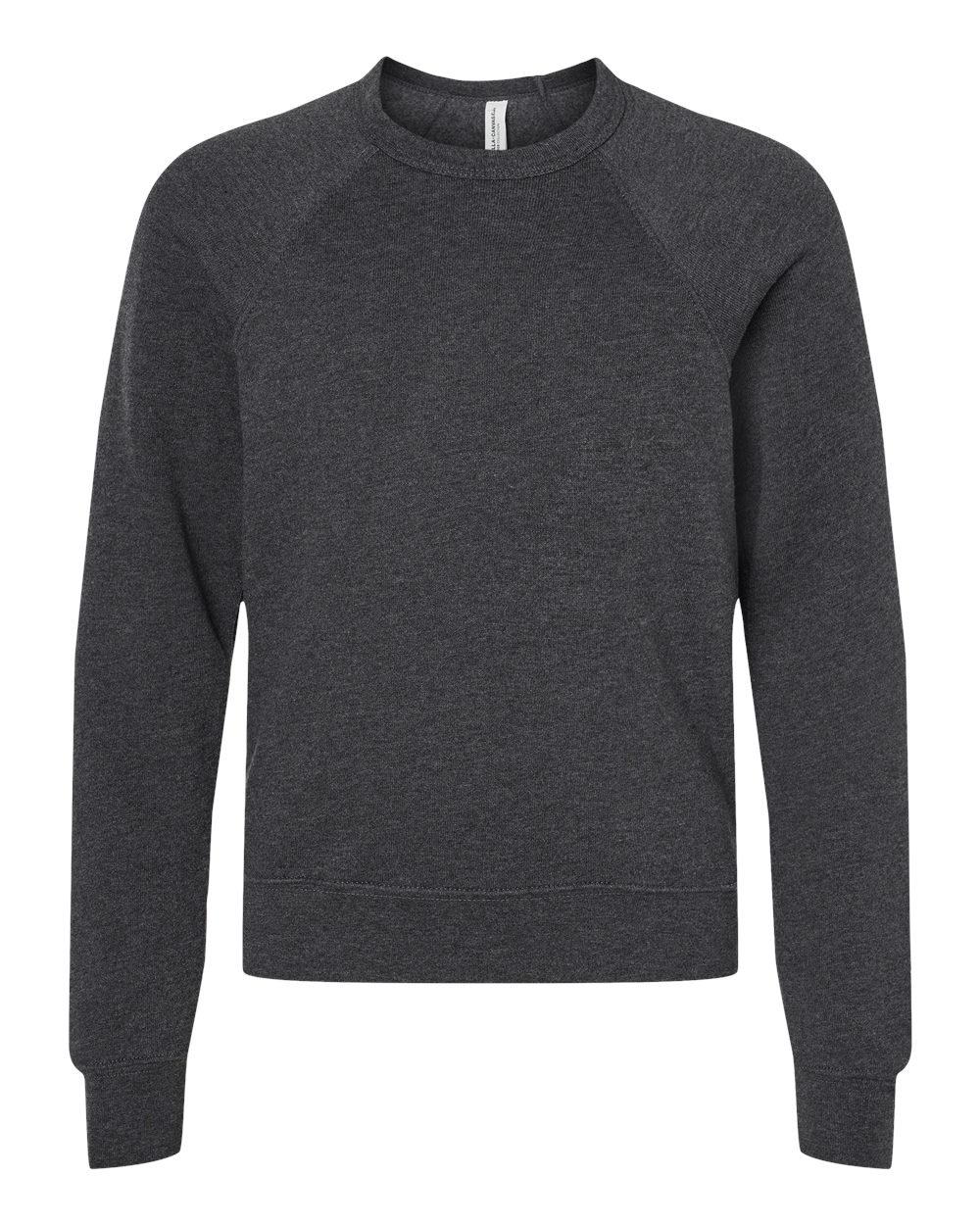 BELLA+CANVAS Youth Sponge Fleece Raglan Crewneck Sweatshirt BC3901Y - Dark Grey Heather