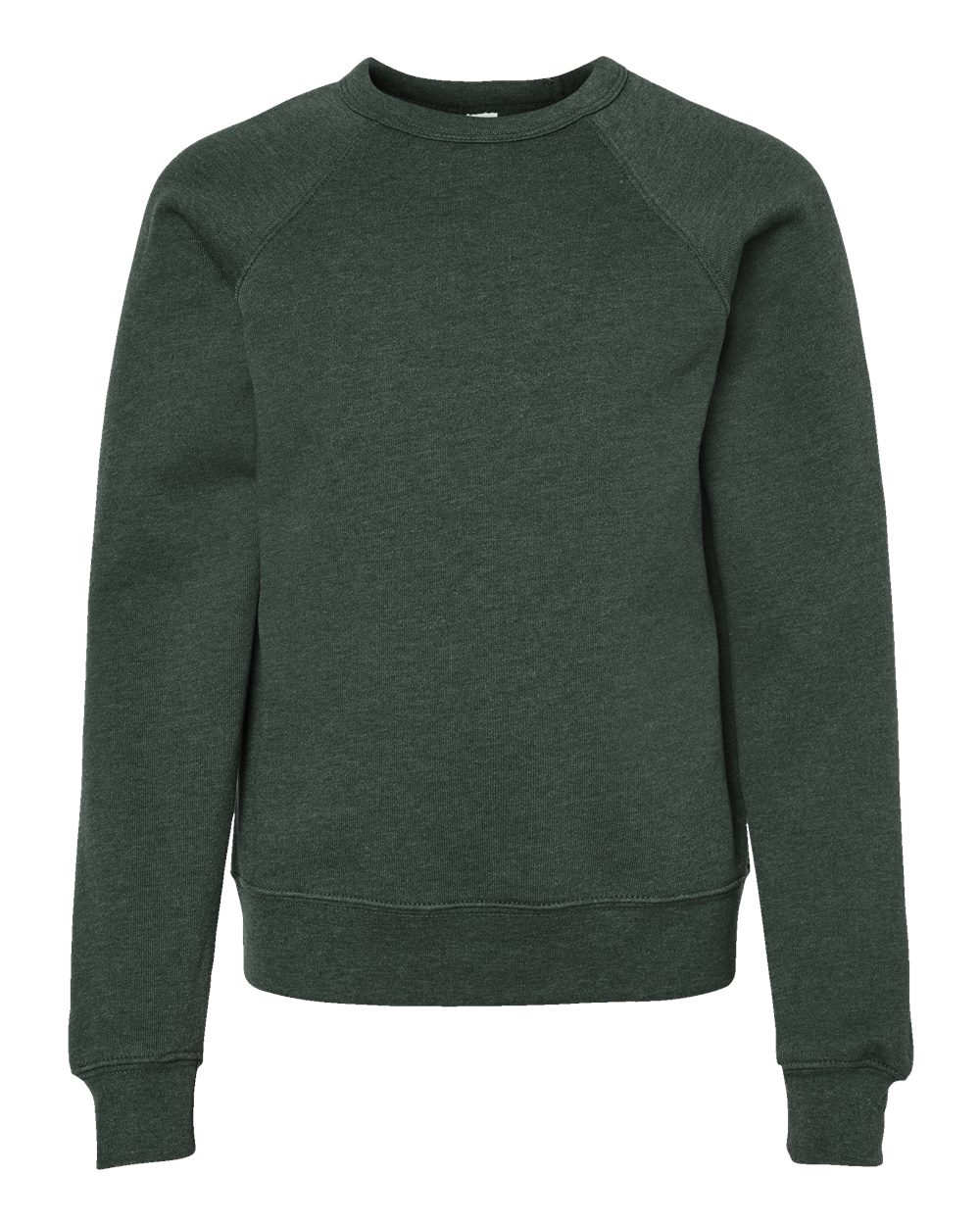BELLA+CANVAS Youth Sponge Fleece Raglan Crewneck Sweatshirt BC3901Y - Heather Forest
