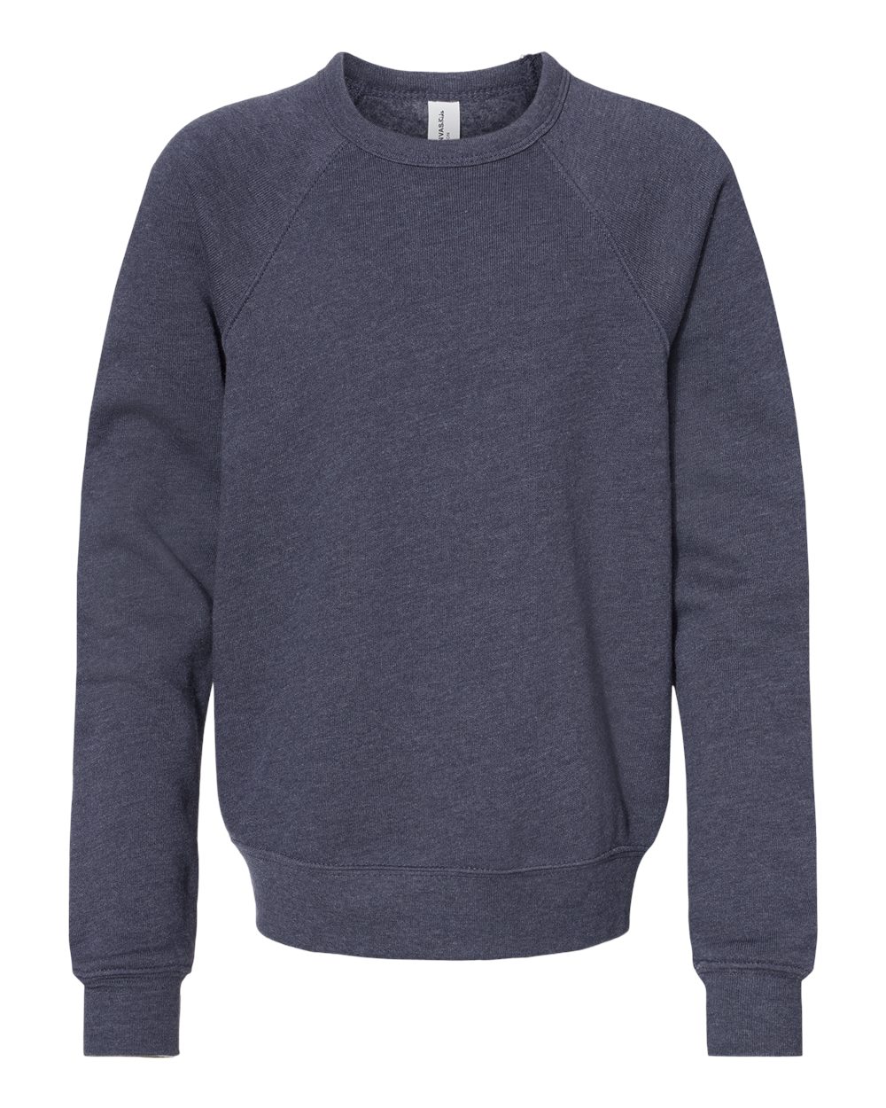 BELLA+CANVAS Youth Sponge Fleece Raglan Crewneck Sweatshirt BC3901Y - Heather Navy